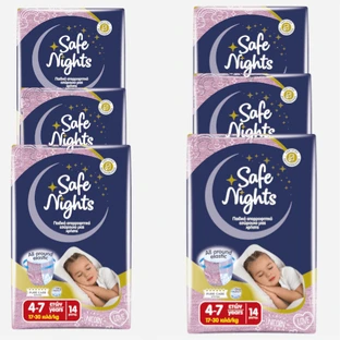 BABYLINO Broekjes Safe Nights Meisje Voor 4-7 Jaar 17-30kg (6 Verpakkingen van 14 Stuks) 84 Stuks