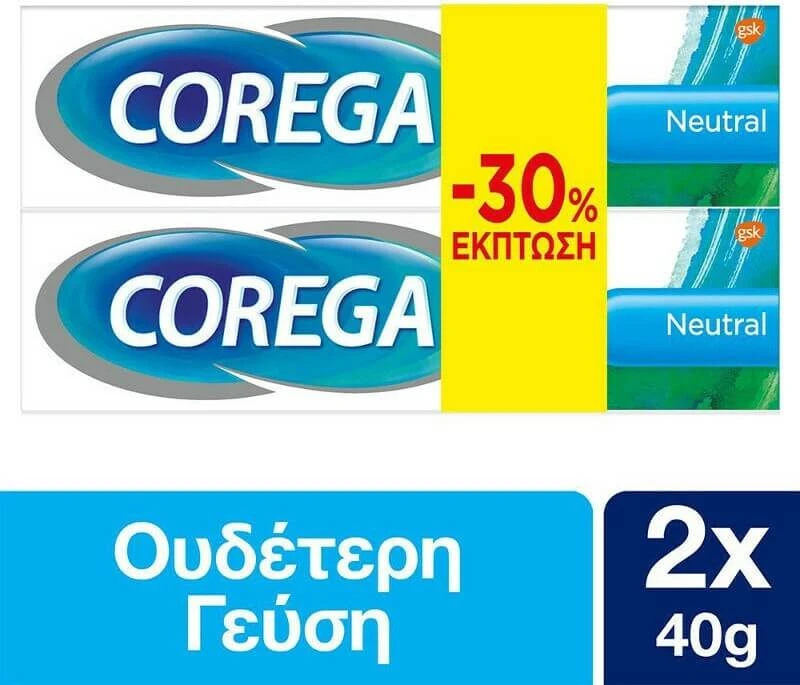 COREGA Neutral Fixative Cream for Artificial Dentures 2x40gr
