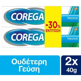 COREGA Neutrale Fixeercrème voor Kunstgebitten 2x40gr