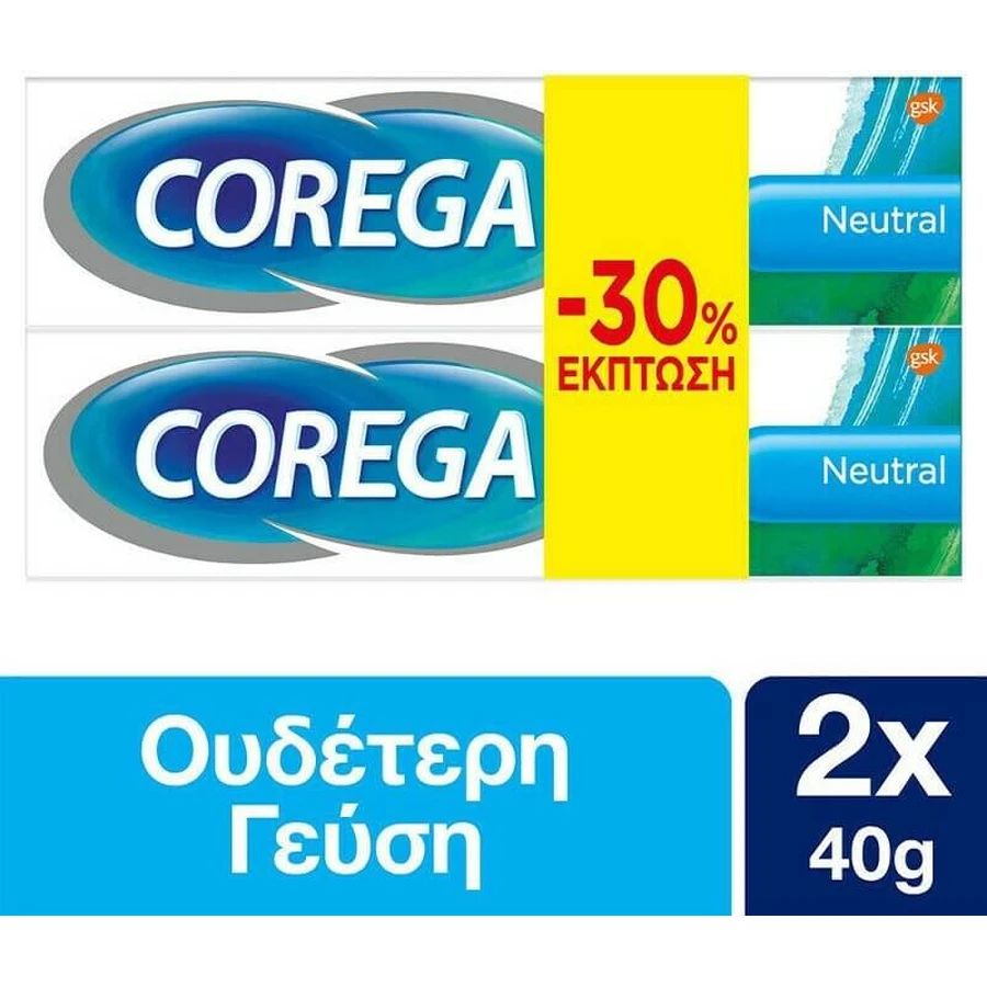 COREGA Neutrale Fixeercrème voor Kunstgebitten 2x40gr