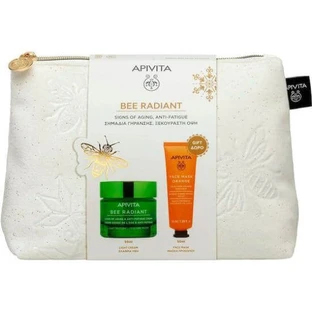 APIVITA Promo Bee Radiant Routine Light Texture Cream for Signs of Ageing & Restful Complexion, 50ml & Gift Facial Mask for Shine 50ml