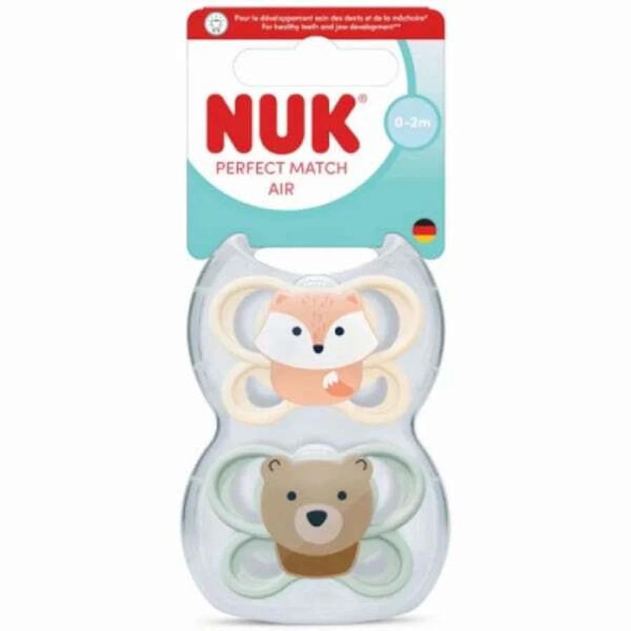 NUK Perfect Match Air Silikon Schnuller für 0-2 Monate 2 Stück