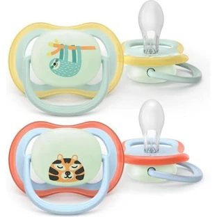Chupete nocturno de silicona AVENT Ultra Air de 0-6 meses 2 piezas [SCF376/24].