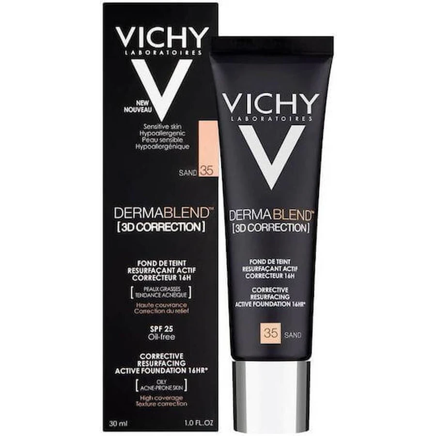 VICHY Dermablend 3D Correction Sand 35 Maquillage pour les peaux grasses à tendance acnéique ou présentant des imperfections et des cicatrices 30ml