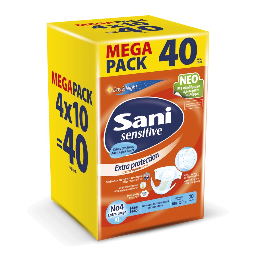 SANI Scutece sensibil deschis nr. 4 XLarge 100-150cm (4 pachete de 10 bucăți) 40 bucăți