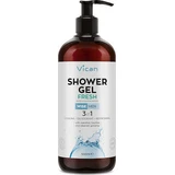 WISE Men Gel douche 3in1 Gel douche frais pour hommes avec parfum bois de santal et musc pour la fraîcheur, 500ml