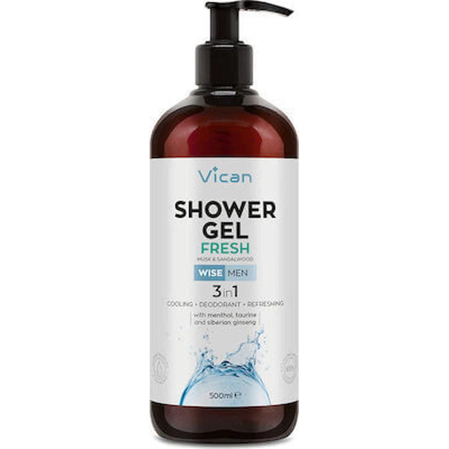 WISE Men Douchegel 3in1 Frisse Mannen Douchegel met Sandelhout & Musk geur voor frisheid, 500ml