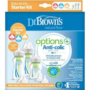 DR BROWN'S Set de 3 Biberones de Plástico Opciones+ Anticólicos con Tetina de Silicona Para 0+ Meses 2x270ml & 1x150ml WB 03606