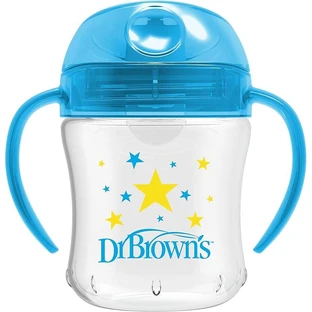 DR. BROWN'S Zachte Overgangsbeker Leerbeker met Zachte Tuit, Deksel & Handvatten 180ml 6+ Maanden