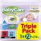 BABYCARE Calming Pure Water Lavender Baby Wipes Triple Pack Soothing Baby Wipes (3 Paquetes de 72 Piezas) 216 Piezas