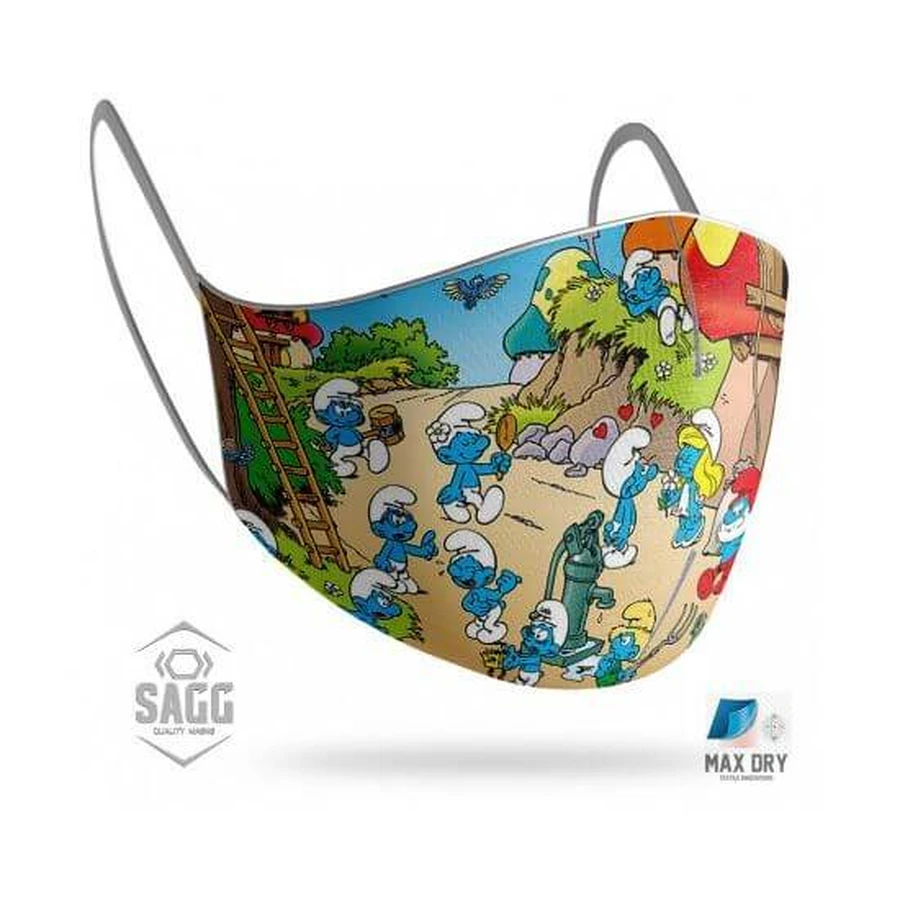 SAGG Children's Fabric Mask Smurfs 6-12 Years