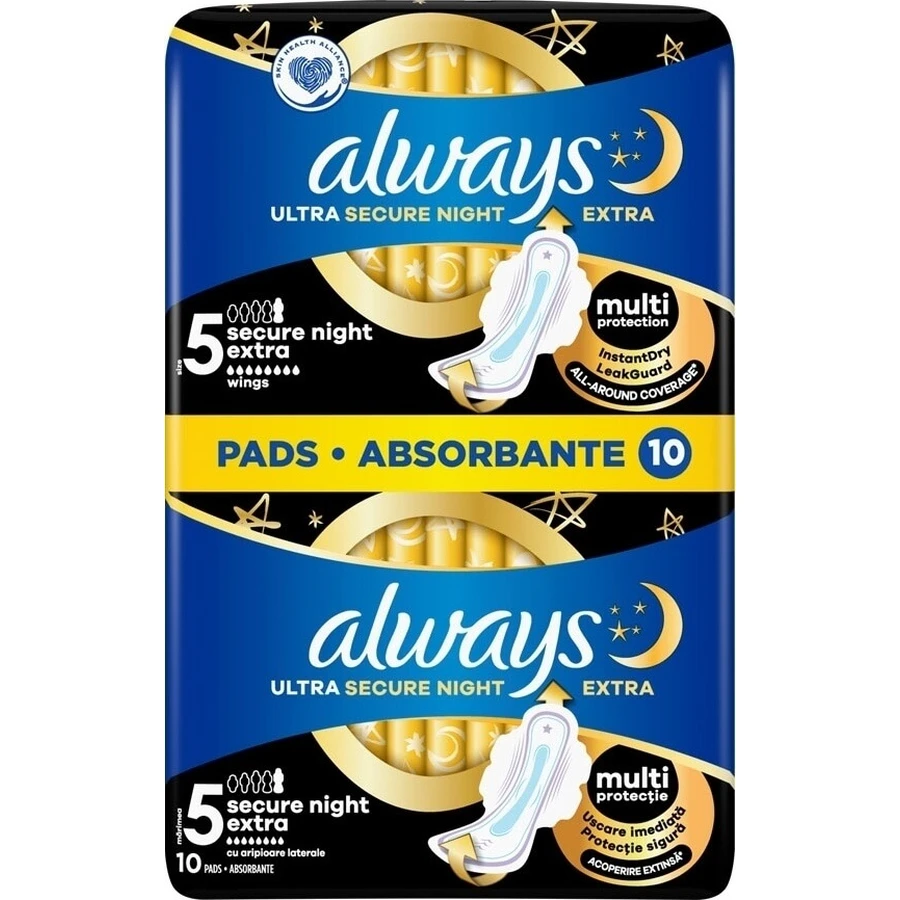 ALWAYS Ultra Compresas Noche Segura Extra (Talla 5) 10 Compresas