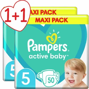 PAMPERS Couches pour bébés Active Baby No.5 11-16Kgr 100 pièces Maxi Pack 1+1 Gift (2 paquets de 50 pièces)