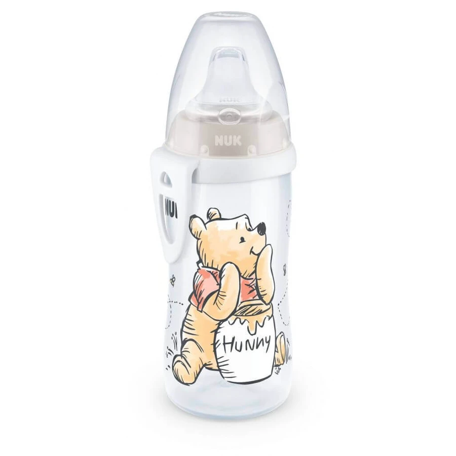 NUK Active Cup Nipple with Silicone Nozzle Winnie 12m+ 300ml [10.255.414] In Various Colours - Grey