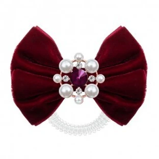 Invisibobble British Royal Slim Bowtique Put Your Crown On Take A Bow Red Velvet & Pearls Haarteil 1 Stück