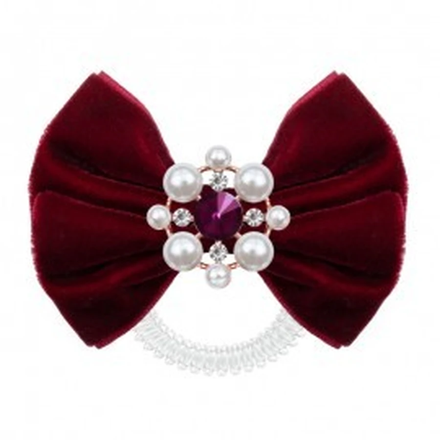 Invisibobble British Royal Slim Bowtique Put Your Crown On Take A Bow Red Velvet & Pearls Haarteil 1 Stück