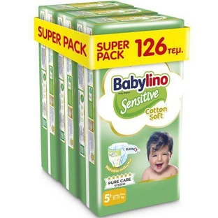 BABYLINO Sensitive Cotton Soft No5+ 12-17 Kg SUPER PACK 126 Stück