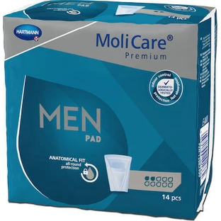 MOLICARE Premium Men Pad Pads für leichte Akne bei Männern 2 Tropfen 14 Stück