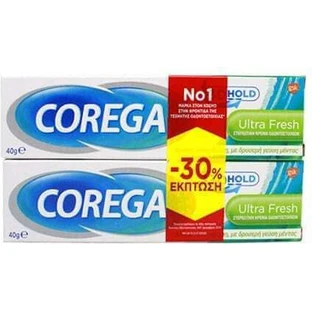 COREGA Ultra Frisse Droogcrème Voor Kunstgebitten 2x40gr