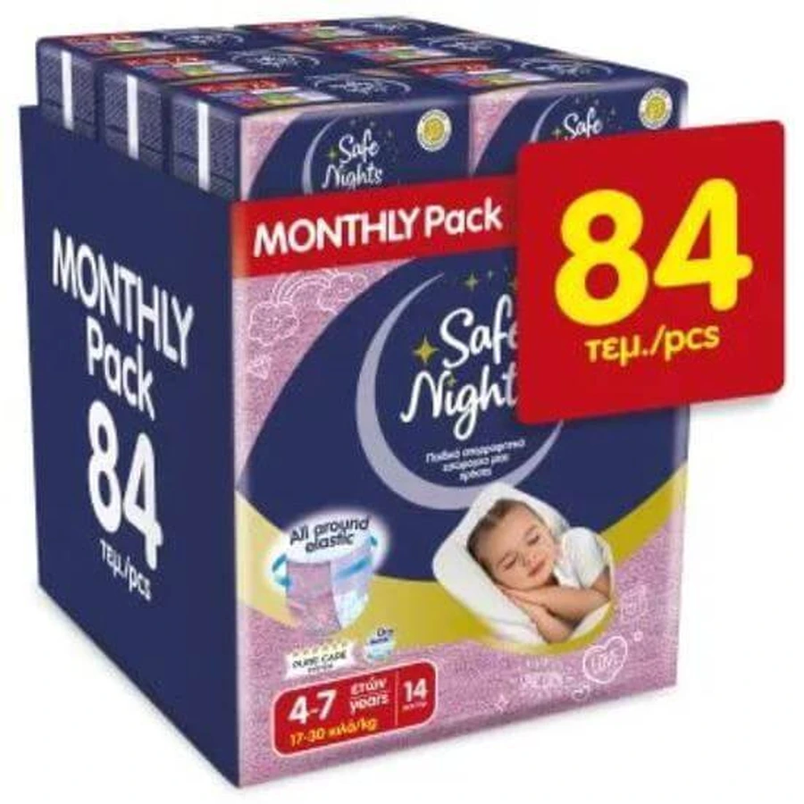 BABYLINO Pantalones Safe Nights Niña 3-4 Años 17-30kg (6 Paquetes de 14 piezas)84 Piezas