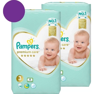 PAMPERS Premium Care 1+1 Couches avec Adhésif No. 3 Pour 6-10kg 120 pièces ( 2 Paquets de 60 pièces )