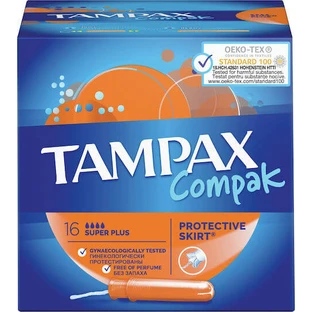 TAMPAX Compak Super Plus Tampones con aplicador para aumentar el flujo 16 unidades