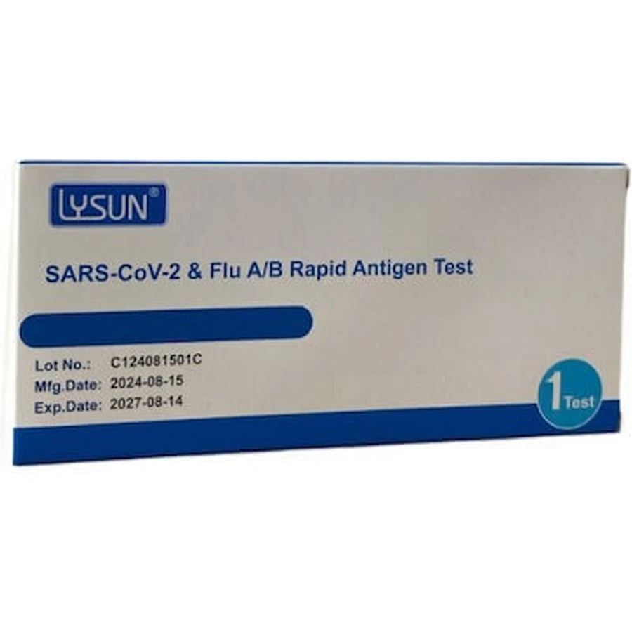LYSUN Sars Cov-2 & Flu A/B Schnelltest für Covid-19 & Influenza-Antigene mit nasaler Probe 1 Einheit