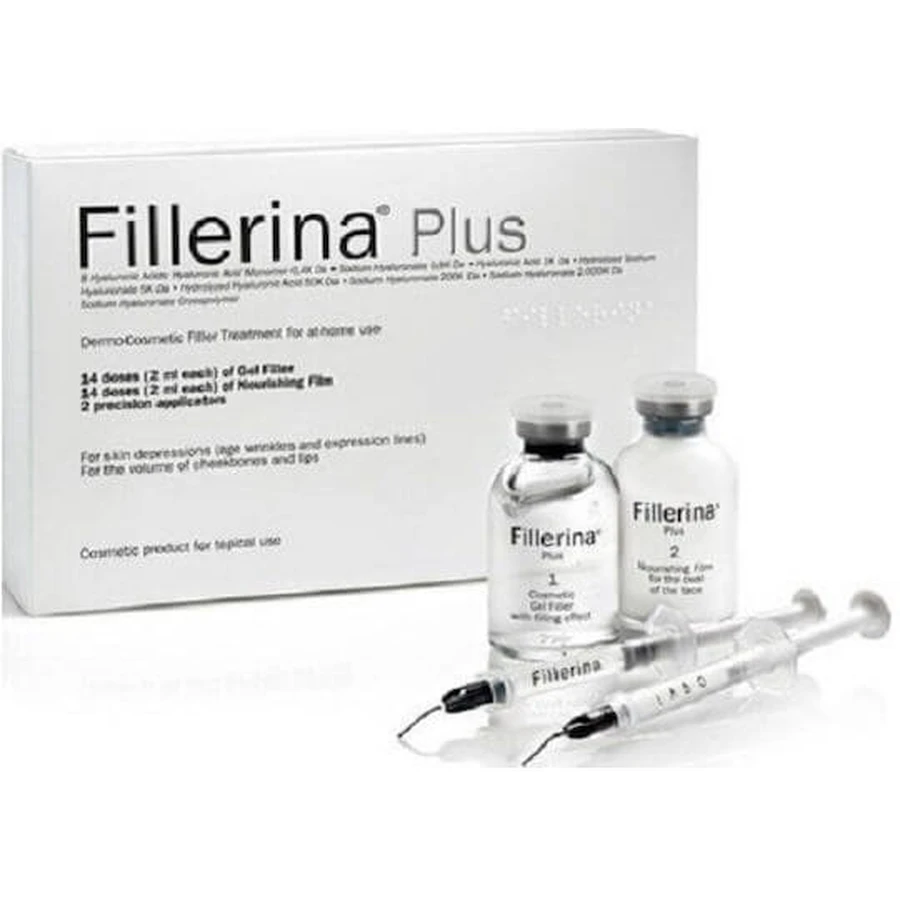 FILLERINA 12HA verdichtende filler graad 4 rimpelvullende behandeling 14x2ml opvullende gel & 14x2ml voedende film & 2 precisieapplicators