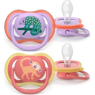AVENT Ultra Air 18m silicon suzetă fată (maimuță/broască) 2 bucăți