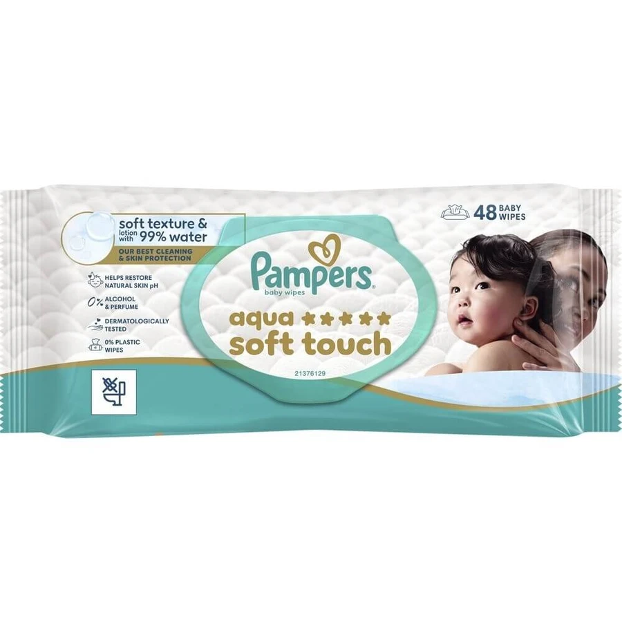 PAMPERS Aqua Soft Touch Babydoekjes 48 Stuks