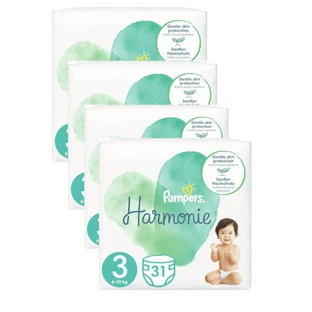 PAMPERS Harmonie Baby Diapers No.3 6-10Kg 124 Pieces (4 Packs of 31 Pieces)