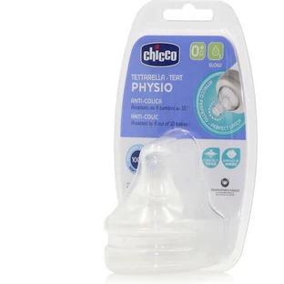 CHICCO Tetina Fisio Anticólico Flujo Lento Tetina Silicona Para 0+, 2 piezas