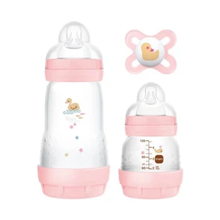 MAM Starter Set Easy Start Anti-Colic für 0+ Monate Plastikflasche mit Silikonnippel 260ml & 130ml & Schnuller Start
