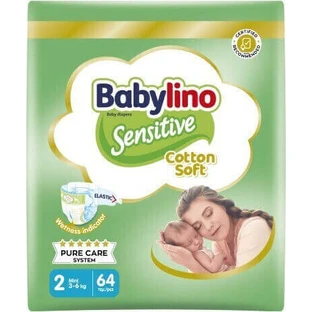 BABYLINO Pañales de Algodón Suaves con adhesivo No.2 Para 3-6kg 64 piezas