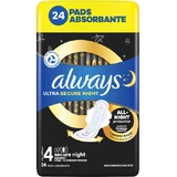 ALWAYS Secure Night Toallas higiénicas con alas nº 4, 24 unidades