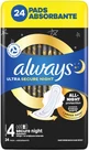 ALWAYS Secure Night Serviettes hygiéniques avec ailettes No 4, 24 pièces
