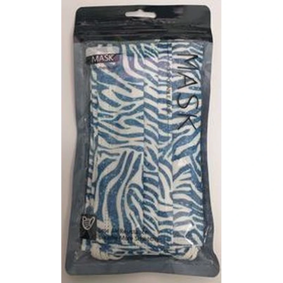 ROYALTY Chirurgische Masken 3 Blätter Persönlicher Schutz Weiß & Blau Zebra x10