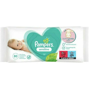 PAMPERS Lingettes écologiques et hypoallergéniques pour bébés sensibles sans parfum ni alcool 80 pièces