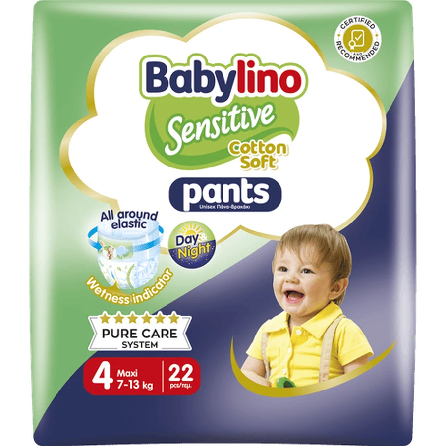 BABYLINO Pants Cotton Soft Unisex No4 Maxi 7-13kg 22 Pieces