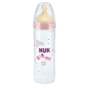 NUK New Classic Kunststoff-Flasche mit Gummi-Sauger von 6-18 Monaten 250ml in verschiedenen Farben - Pink