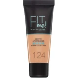 MAYBELLINE Fit Me Base de Maquillaje De Cobertura Natural Mate 30ml 124 Soft Sand