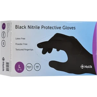 HOLIK Nitrile gloves without powder in black color 100 pieces