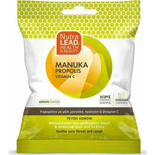 PHARMALEAD Honey Candy with Honey Manuka Propolis & Vitamin C for Relief of Irritated Throat & Cough Lemon Flavor 40gr