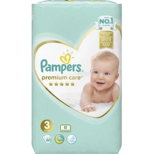 PAMPERS Baby Pañales Premium Care No.3 6-10Kg 60 Piezas Jumbo Pack