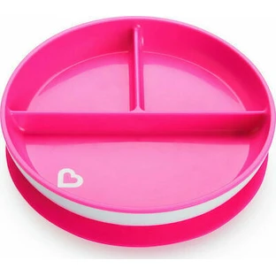 MUNCHKIN Assiette à Succion avec cloisons et ventouses en différentes couleurs, à partir de 6 mois - Rose
