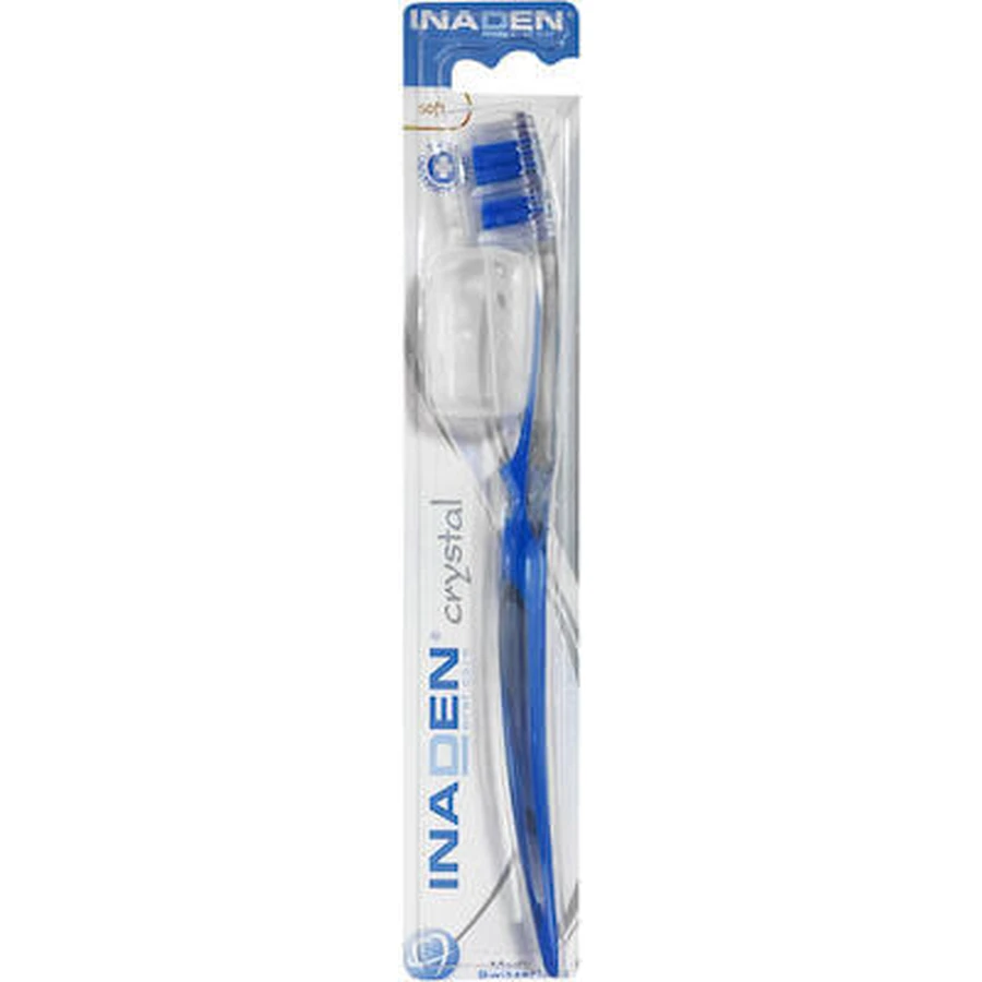 INADEN Crystal Soft Toothbrush Weiche Zahnbürste für Tiefenreinigung mit Schutzkappe - Blau