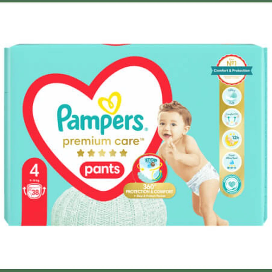 PAMPERS Premium Verzorgingsbroekjes Luierbroekjes Maat 4 (9kg-15kg) 58 Stuks JUMBO+