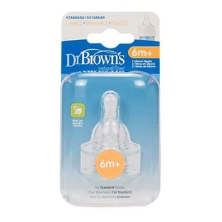 DR. BROWN'S Natural Flow Siliconenspeen Opties+ Met Smalle Hals Niveau 3 6+ Maanden 2 Stuks 332