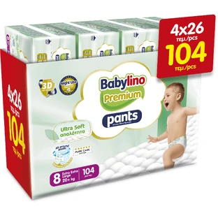 BABYLINO Pants Premium Pañal-Pantalón Suave No8 20+KG (4x26) 104 pcs (Caja)
