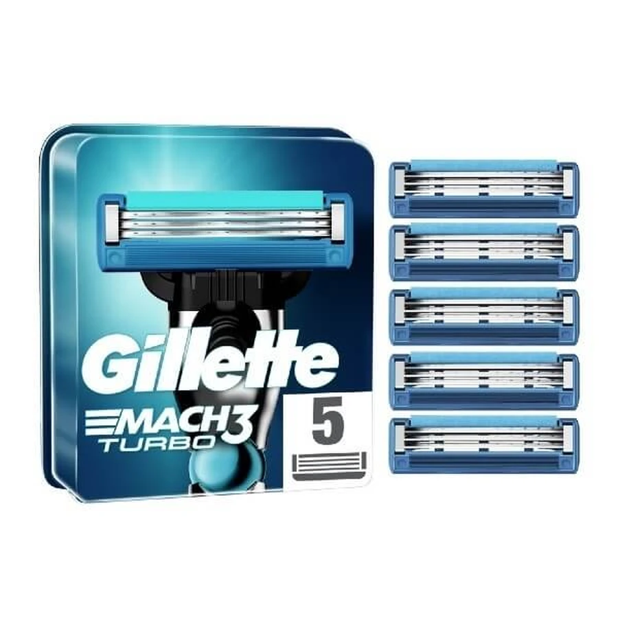 GILLETTE Mach3 Turbo 3D Ersatzteile für Rasiermaschinenköpfe 5 Stück